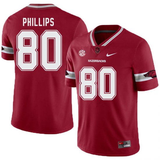 Men GameDay Matthew Phillips #80 Arkansas Stitched College Football Jersey