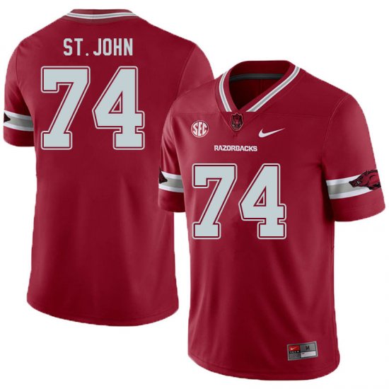 Men GameDay Jalen St. John #74 Arkansas Stitched College Football Jersey