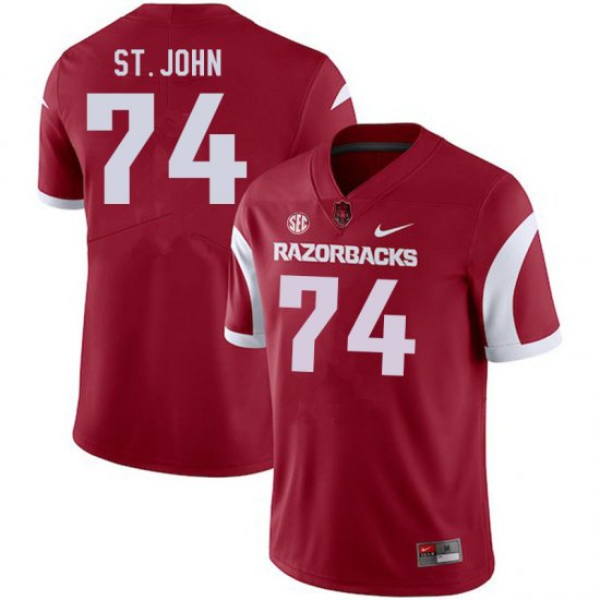 Men GameDay Jalen St. John #74 Arkansas Stitched College Football Jersey