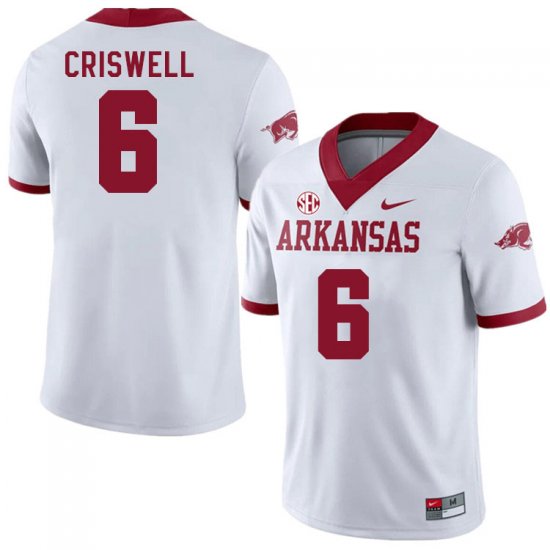 Men GameDay Jacolby Criswell #6 Arkansas Stitched College Football Jersey