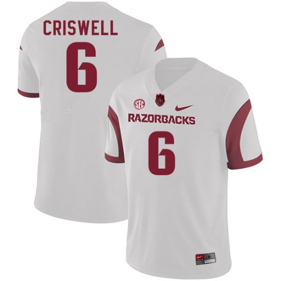 Men GameDay Jacolby Criswell #6 Arkansas Stitched College Football Jersey