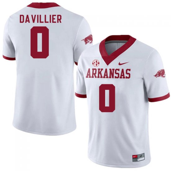 Men GameDay Nico Davillier #0 Arkansas Stitched College Football Jersey