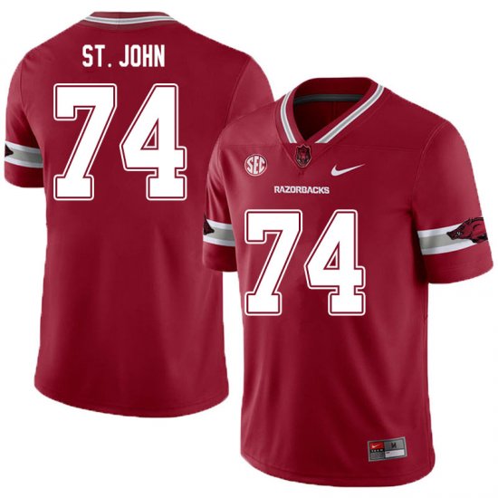 Men GameDay Jalen St.John #74 Arkansas Stitched College Football Jersey