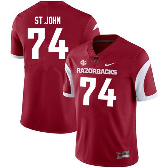 Men GameDay Jalen St.John #74 Arkansas Stitched College Football Jersey