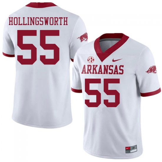 Men GameDay JJ Hollingsworth #55 Arkansas Stitched College Football Jersey