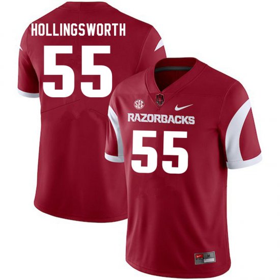 Men GameDay JJ Hollingsworth #55 Arkansas Stitched College Football Jersey