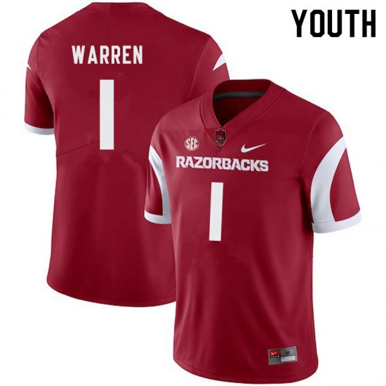 Youth GameDay De\'Vion Warren #1 Arkansas Stitched College Football Jersey