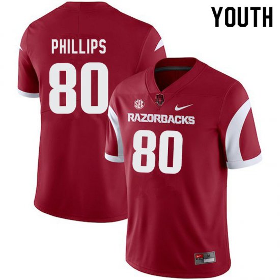 Youth GameDay Matthew Phillips #80 Arkansas Stitched College Football Jersey