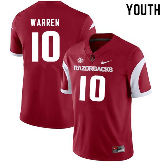 Youth GameDay De\'Vion Warren #10 Arkansas Stitched College Football Jersey