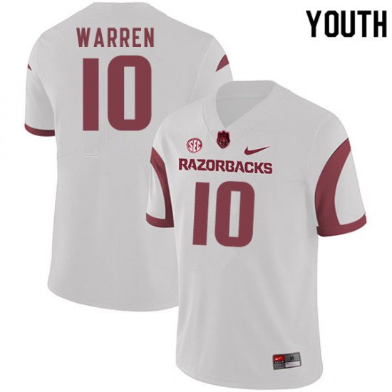 Youth GameDay De\'Vion Warren #10 Arkansas Stitched College Football Jersey