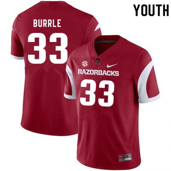 Youth GameDay Kelin Burrle #33 Arkansas Stitched College Football Jersey