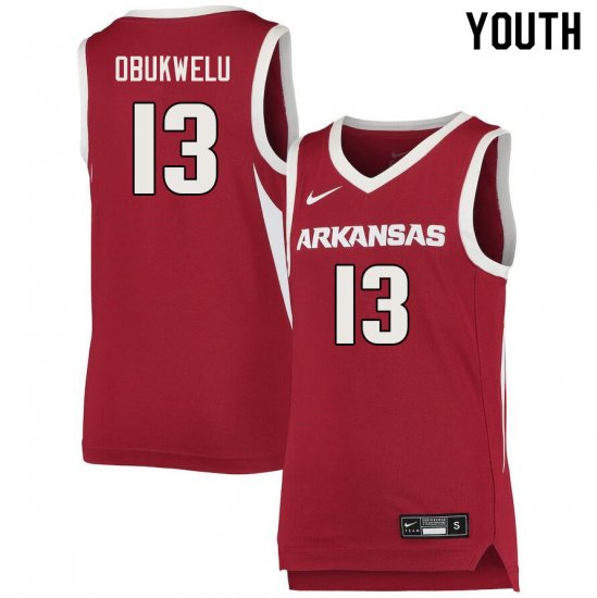 Youth GameDay Emeka Obukwelu #13 Arkansas Stitched College Basketball Jersey