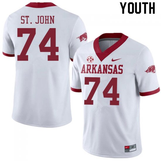 Youth GameDay Jalen St. John #74 Arkansas Stitched College Football Jersey