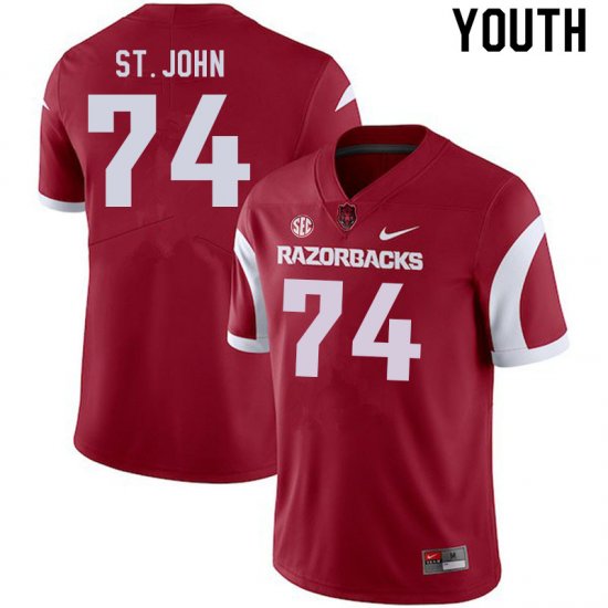 Youth GameDay Jalen St. John #74 Arkansas Stitched College Football Jersey