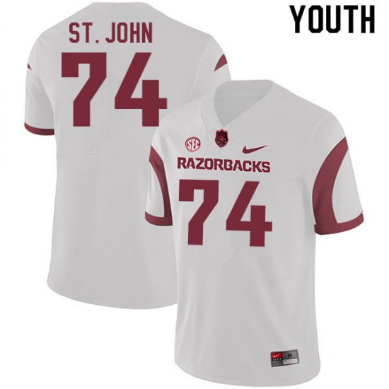 Youth GameDay Jalen St. John #74 Arkansas Stitched College Football Jersey