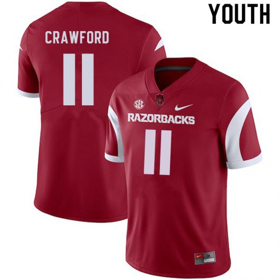 Youth GameDay Jaquayln Crawford #11 Arkansas Stitched College Football Jersey