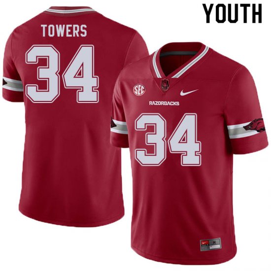 Youth GameDay J.T. Towers #34 Arkansas Stitched College Football Jersey