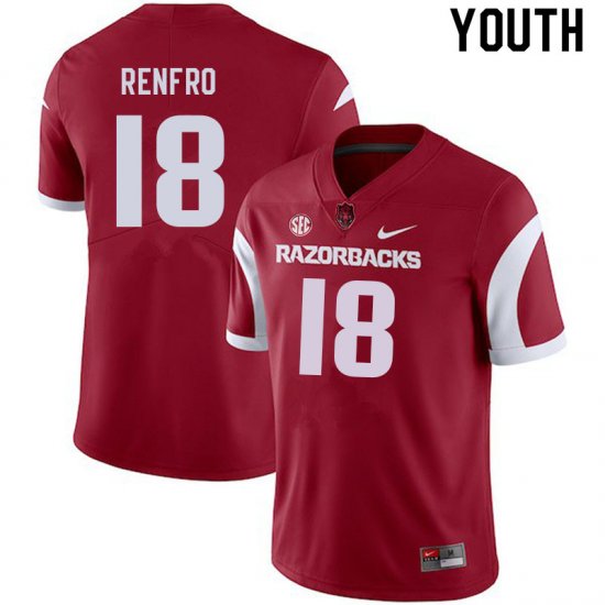 Youth GameDay Kade Renfro #18 Arkansas Stitched College Football Jersey