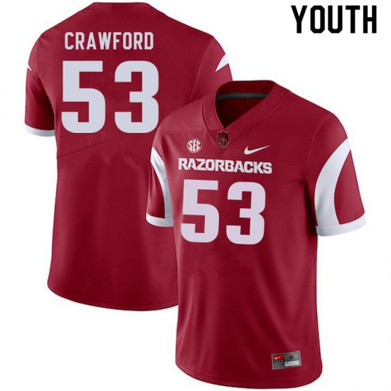 Youth GameDay Ty\'Kieast Crawford #53 Arkansas Stitched College Football Jersey