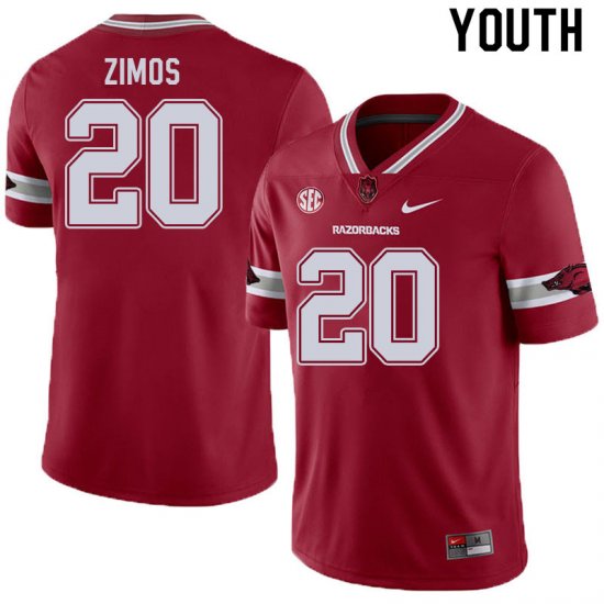 Youth GameDay Zach Zimos #20 Arkansas Stitched College Football Jersey