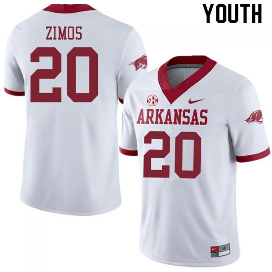 Youth GameDay Zach Zimos #20 Arkansas Stitched College Football Jersey