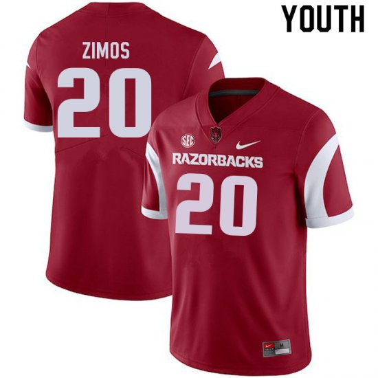 Youth GameDay Zach Zimos #20 Arkansas Stitched College Football Jersey