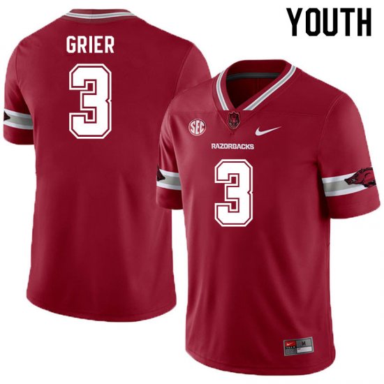 Youth GameDay Antonio Grier #3 Arkansas Stitched College Football Jersey