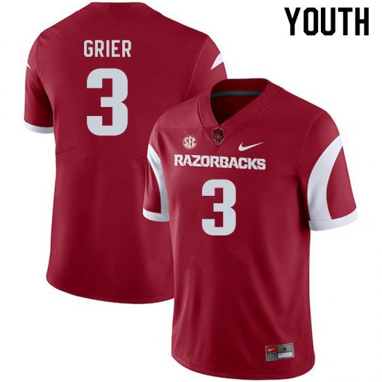 Youth GameDay Antonio Grier #3 Arkansas Stitched College Football Jersey