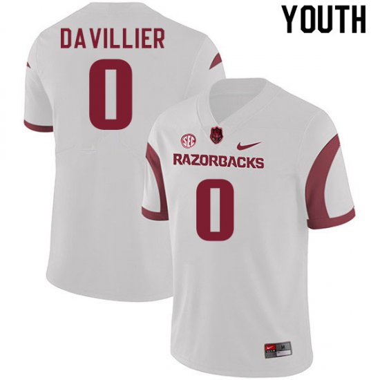 Youth GameDay Nico Davillier #0 Arkansas Stitched College Football Jersey