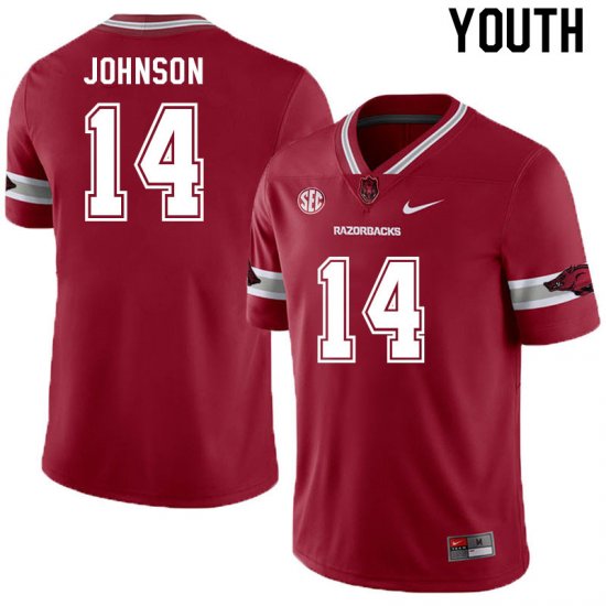 Youth GameDay RJ Johnson #14 Arkansas Stitched College Football Jersey