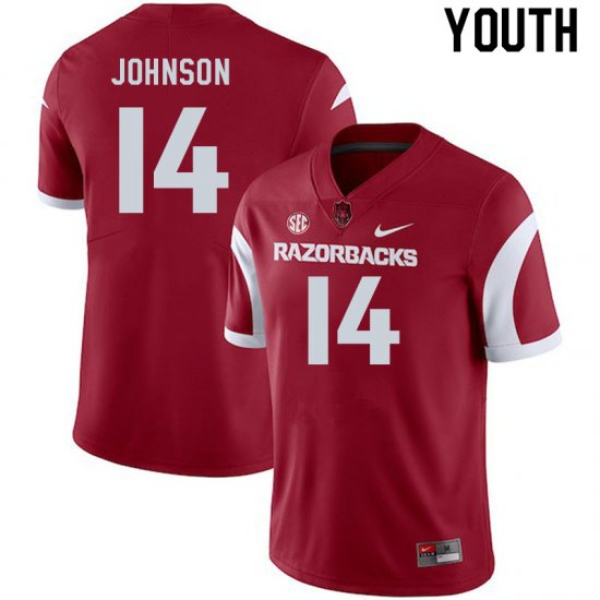 Youth GameDay RJ Johnson #14 Arkansas Stitched College Football Jersey