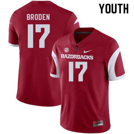 Youth GameDay Tyrone Broden #17 Arkansas Stitched College Football Jersey