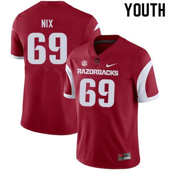 Youth GameDay Austin Nix #69 Arkansas Stitched College Football Jersey