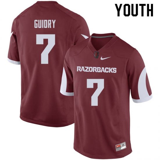 Youth GameDay Briston Guidry #7 Arkansas Stitched College Football Jersey