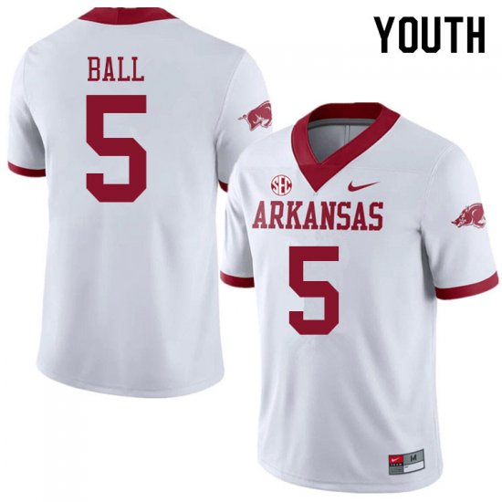 Youth GameDay Cameron Ball #5 Arkansas Stitched College Football Jersey