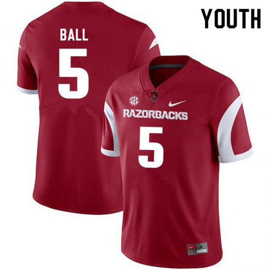 Youth GameDay Cameron Ball #5 Arkansas Stitched College Football Jersey