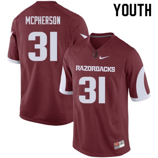 Youth GameDay Connor McPherson #31 Arkansas Stitched College Football Jersey