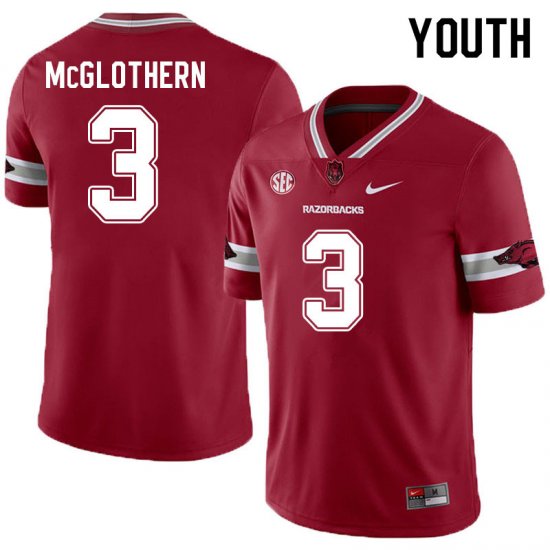 Youth GameDay Dwight McGlothern #3 Arkansas Stitched College Football Jersey