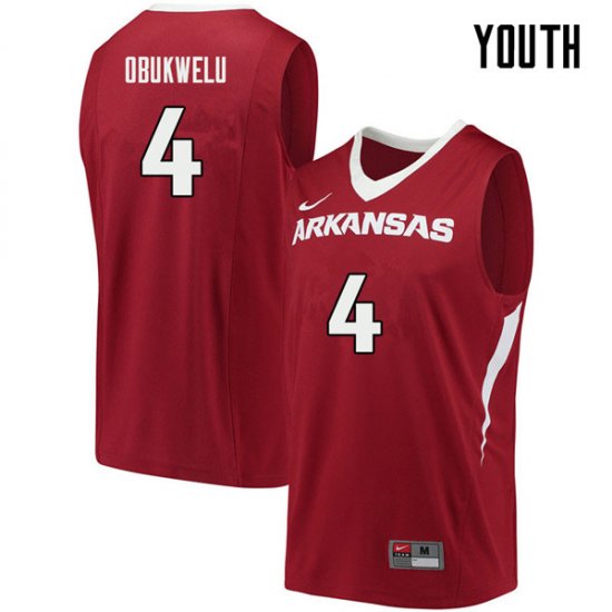 Youth GameDay Emeka Obukwelu #4 Arkansas Stitched College Basketball Jersey