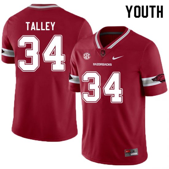 Youth GameDay Hunter Talley #34 Arkansas Stitched College Football Jersey