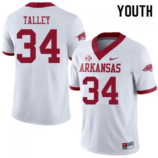 Youth GameDay Hunter Talley #34 Arkansas Stitched College Football Jersey