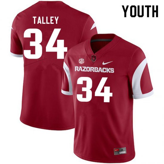 Youth GameDay Hunter Talley #34 Arkansas Stitched College Football Jersey