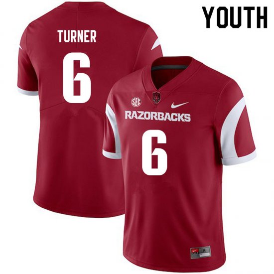 Youth GameDay Jacorrei Turner #6 Arkansas Stitched College Football Jersey