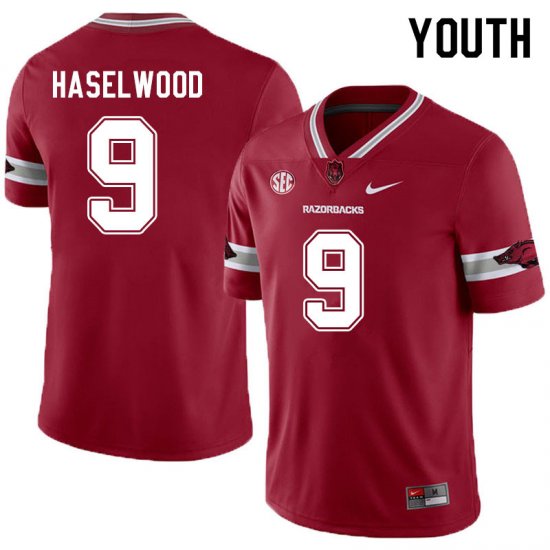 Youth GameDay Jadon Haselwood #9 Arkansas Stitched College Football Jersey