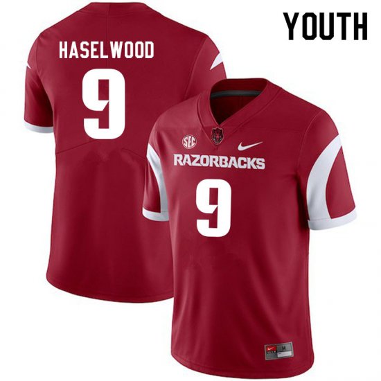 Youth GameDay Jadon Haselwood #9 Arkansas Stitched College Football Jersey