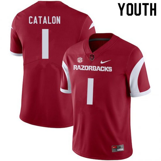 Youth GameDay Jalen Catalon #1 Arkansas Stitched College Football Jersey