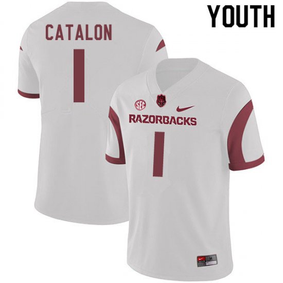 Youth GameDay Jalen Catalon #1 Arkansas Stitched College Football Jersey