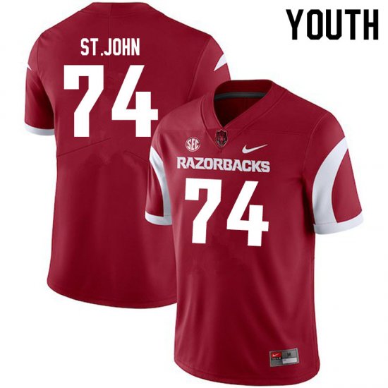 Youth GameDay Jalen St.John #74 Arkansas Stitched College Football Jersey