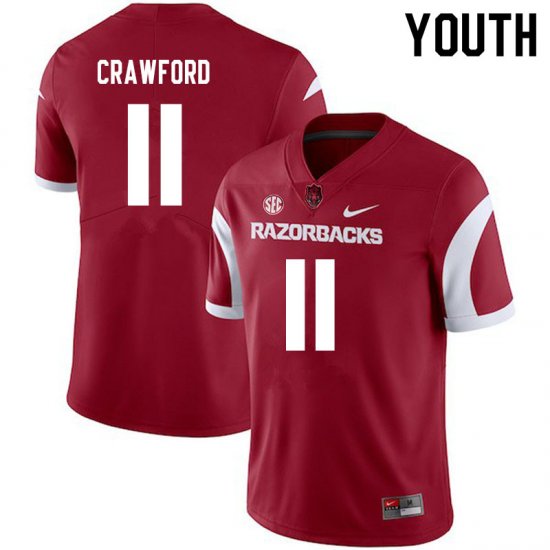 Youth GameDay Jaqualyn Crawford #11 Arkansas Stitched College Football Jersey