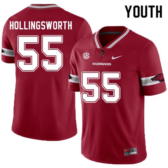 Youth GameDay JJ Hollingsworth #55 Arkansas Stitched College Football Jersey